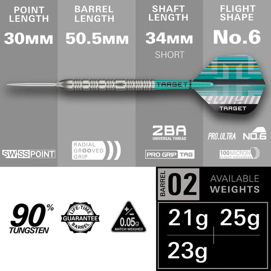 Target Hydro 02 Steel Tipped Dart Set